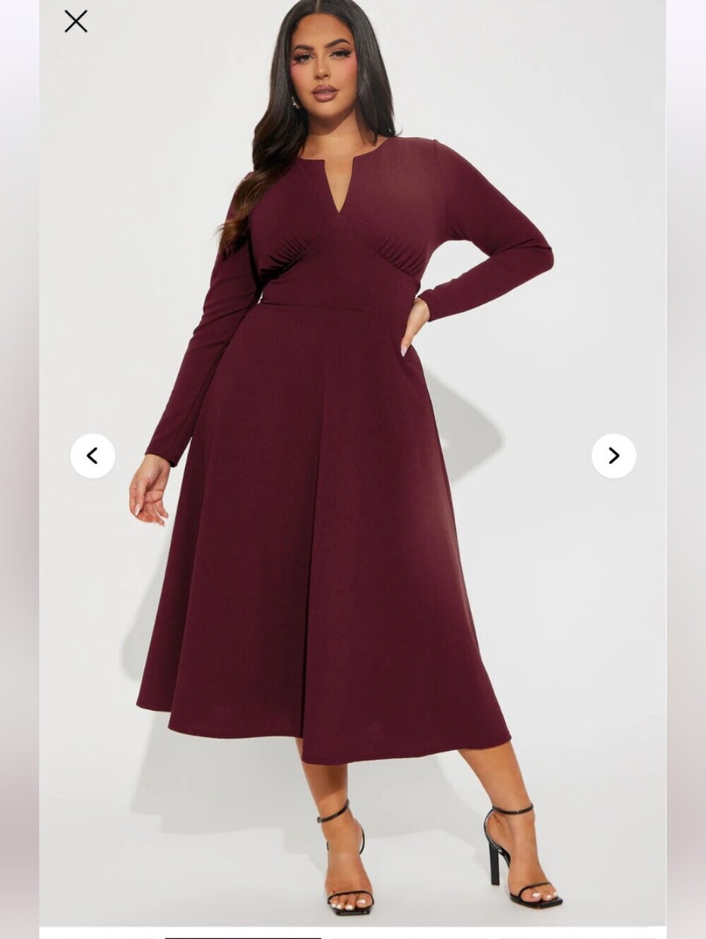 Fashion Nova Charolette Long Sleeve Midi Dress - Wine 1X (NWOT)